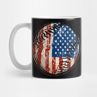 Baseball Softball USA Flag Independence Day Mug